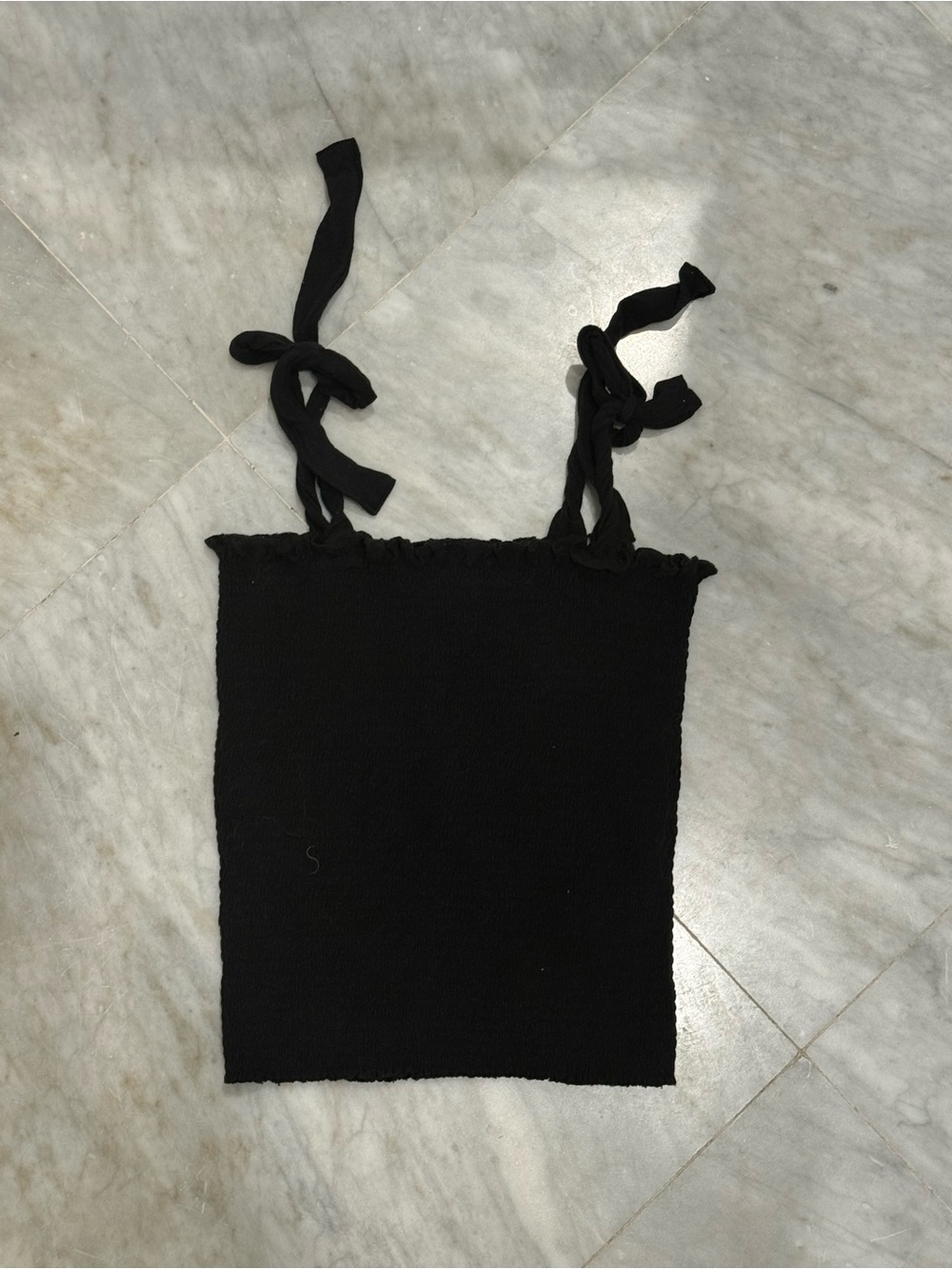 Women’s Black Tie-Shoulder Knit Tank Top